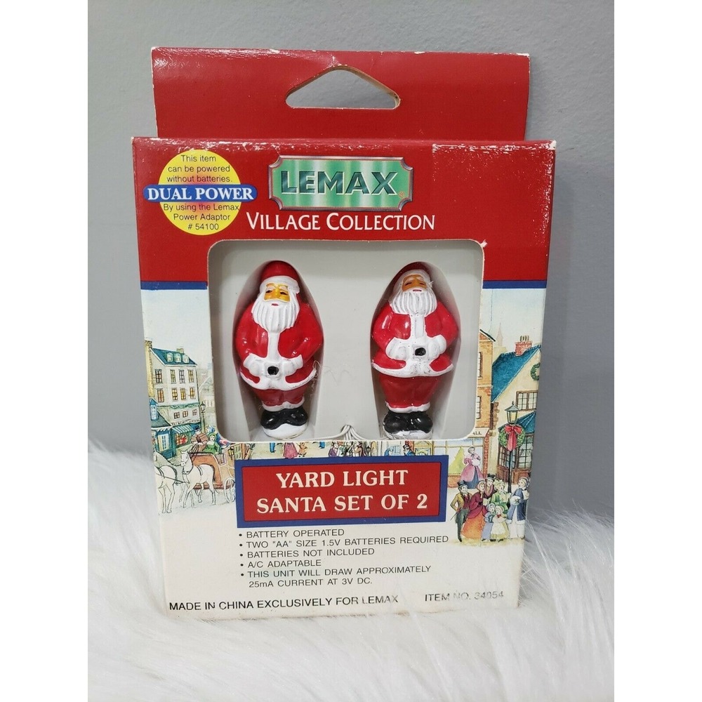 NEW LEMAX VILLAGE CHristmas YARD LIGHTS SANTA SET 2 blow mold vintage lawn decor